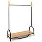 48 x 72 vintage clothes rack for boutique with base shelf and natural oak finish 