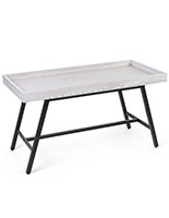Store dump table features white MDF material