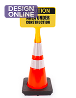 Custom traffic cone sign topper overall measures 15 inches wide by 16 inches tall 