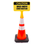 Custom traffic cone sign topper with injection molded design 