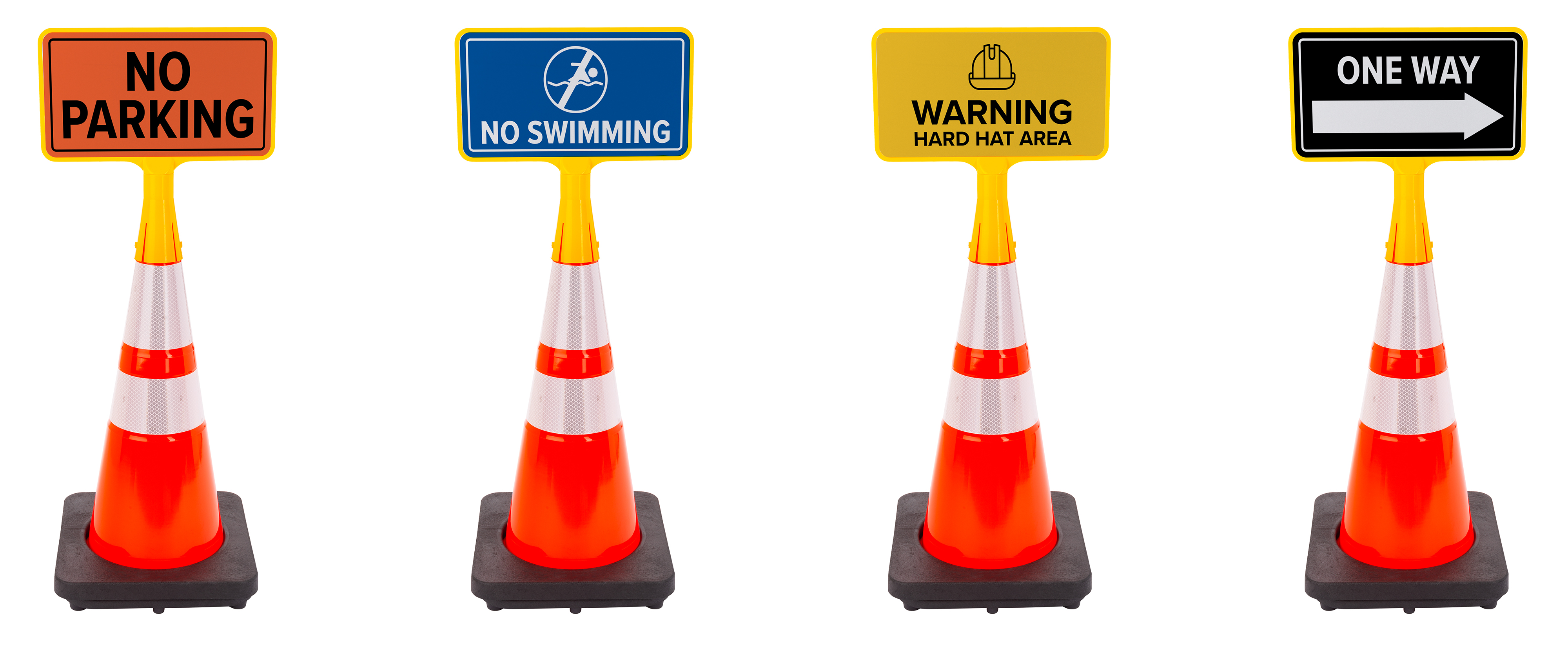 Custom traffic cone sign topper with full color graphics