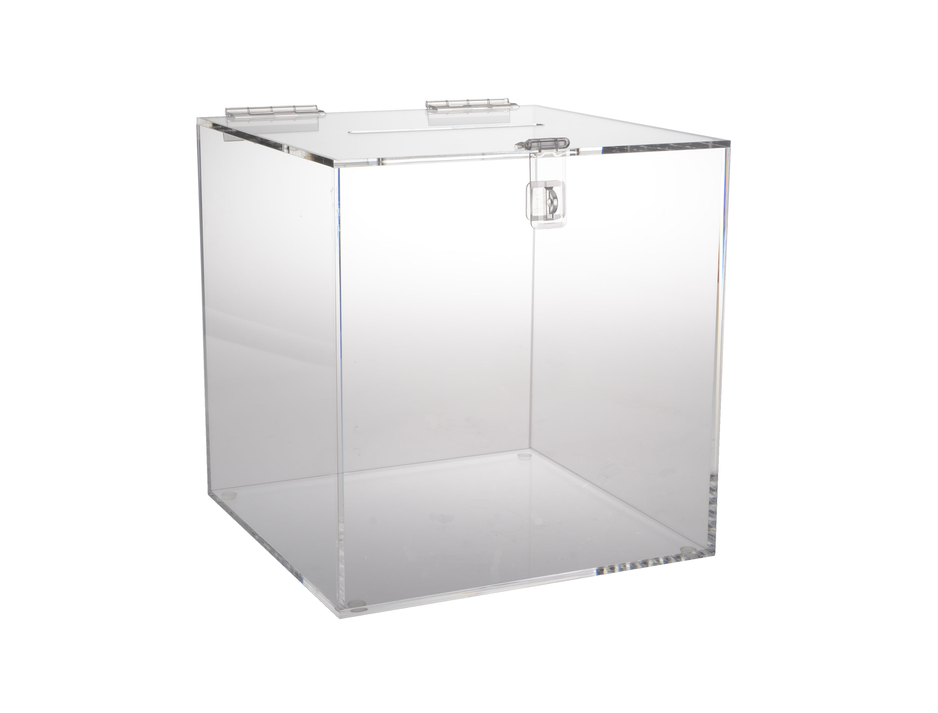 Marketing Holders 12 Inch Locking Ballot Box Clear Acrylic Square Cube Top  Locking See Through Countertop Contests Entry or Collection Bin