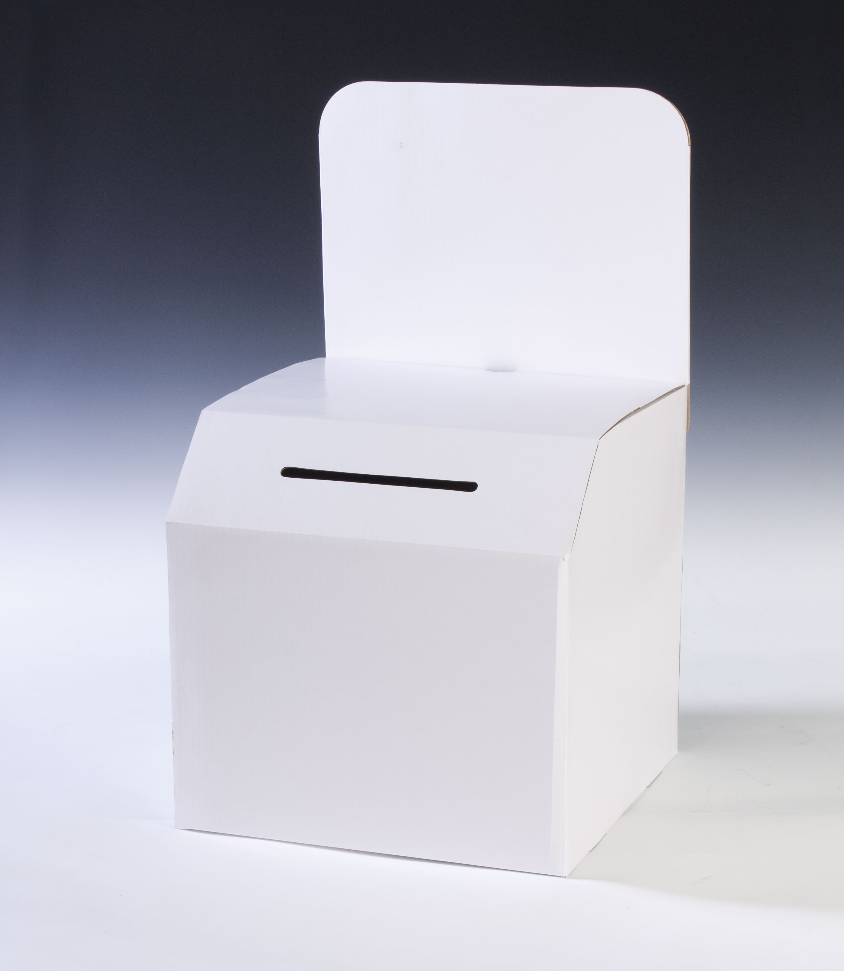 Cardboard Ballot Box, Floorstanding or Countertop, Removable Header - White - Image 2