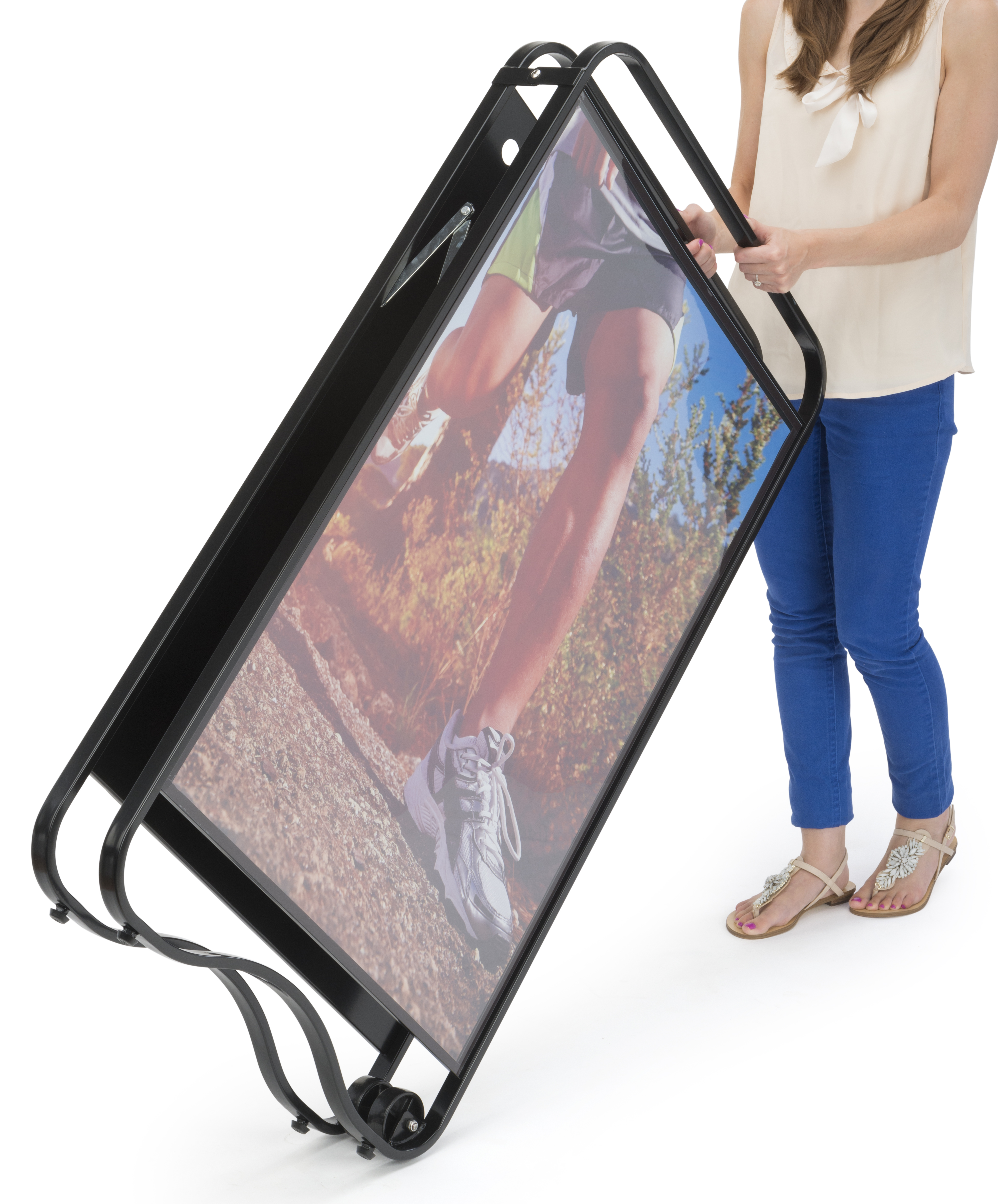 24" x 36" A-Frame Sidewalk Sign Stand, Double Sided, Rolling Base - Image 6