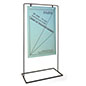 Minimalist sign stand with swing style hanging graphics 