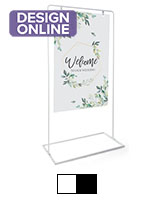 Hanging sign stand with custom printed artwork