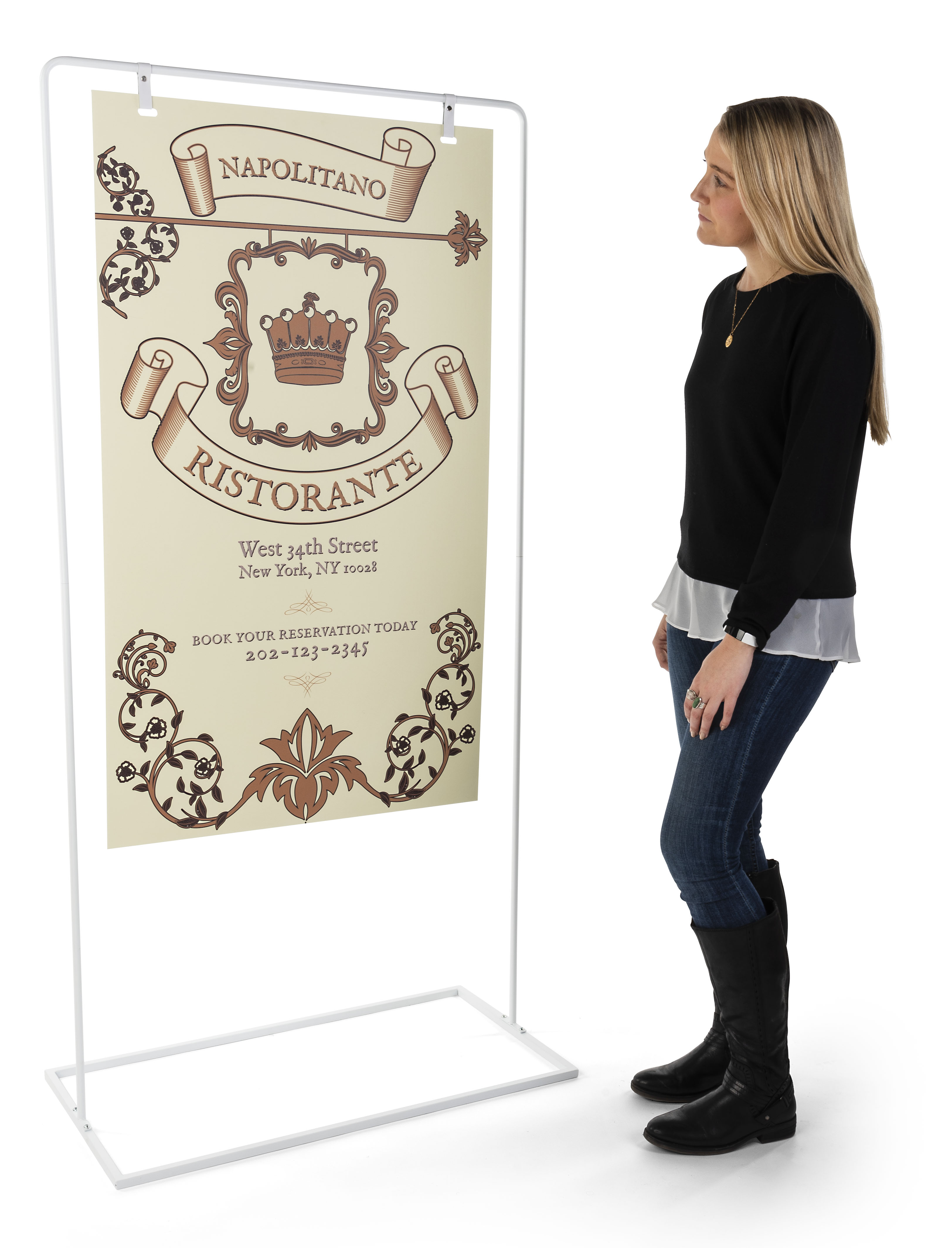 28" x 48" Swinger Board Sidewalk Sign Stand, Custom Printing, Indoor Use - Image 4