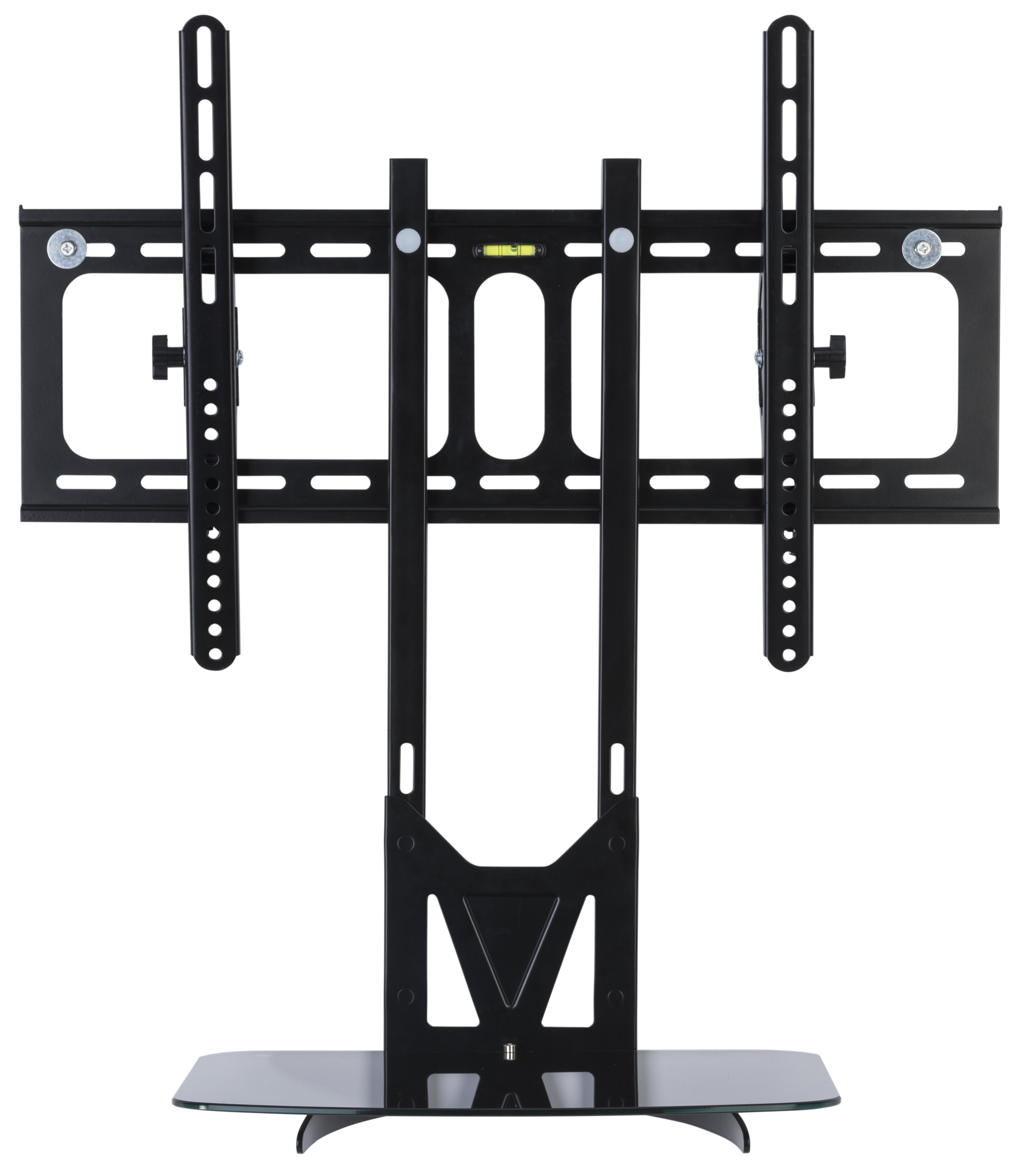 TV Wall Mount with Glass Shelf, Fits Monitors 32 to 55", Tilting Bracket - Black - Image 3