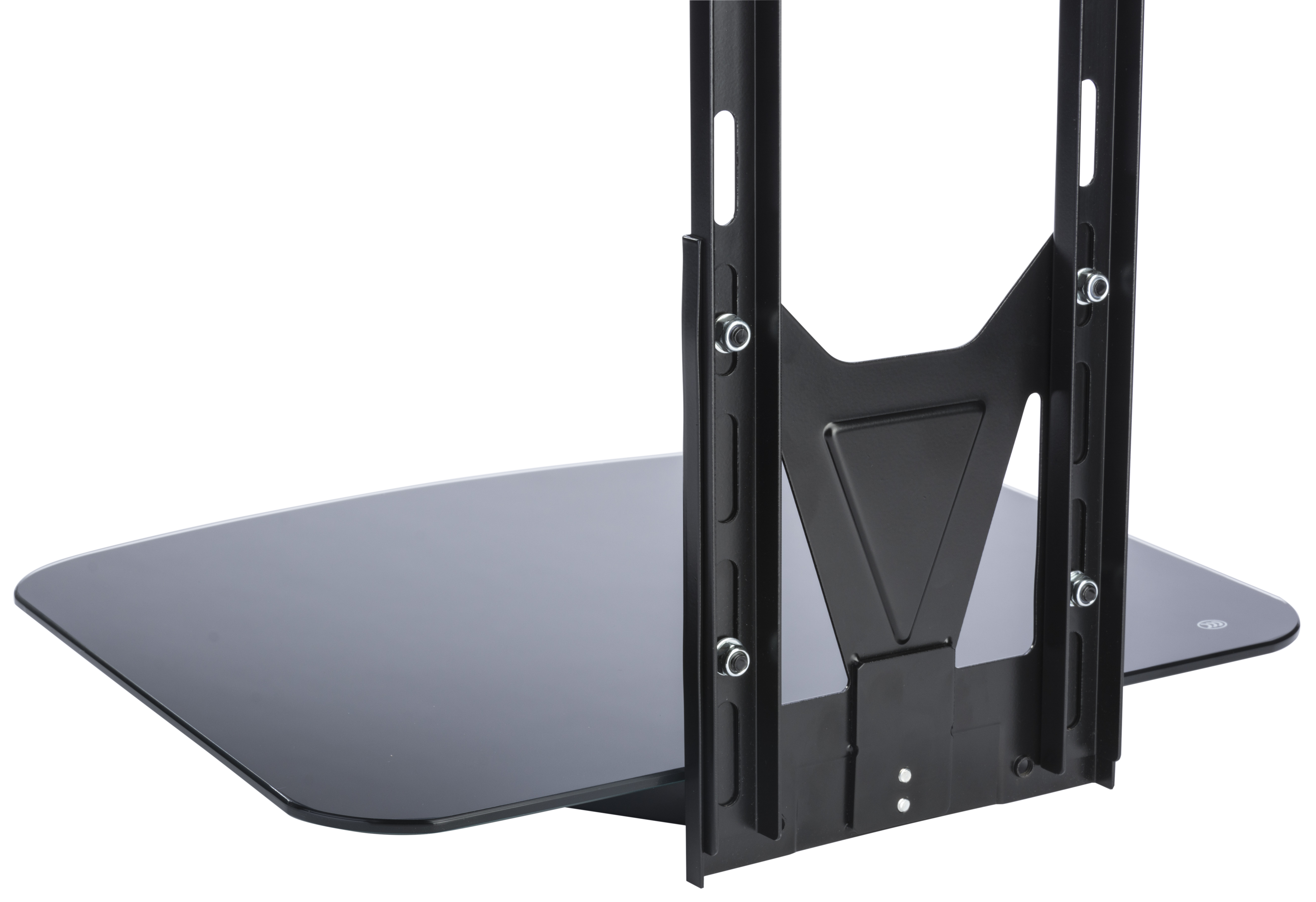 TV Wall Mount with Glass Shelf, Fits Monitors 32 to 55", Tilting Bracket - Black - Image 6