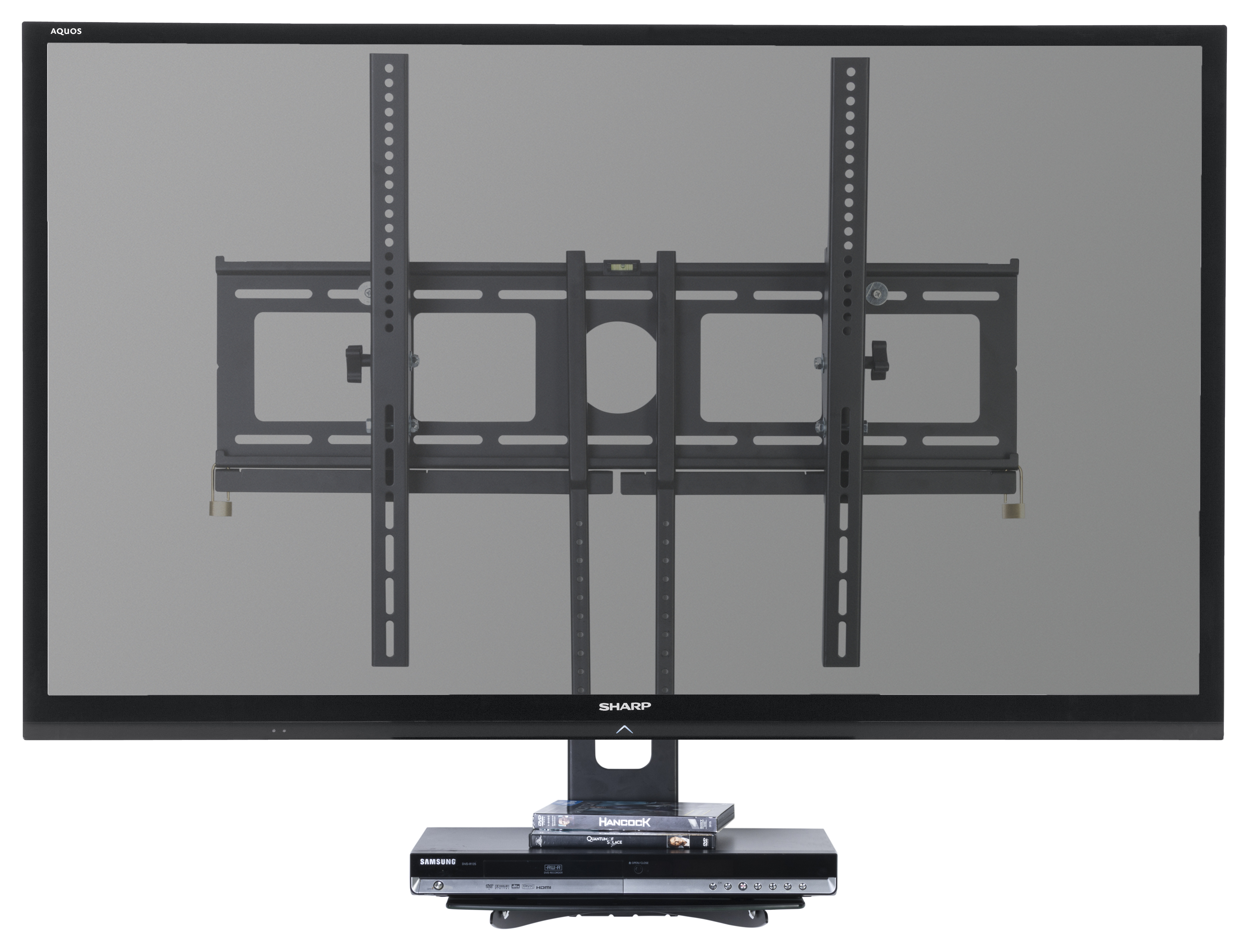 Floating Entertainment Center with Glass Shelf | Tilting Bracket ...