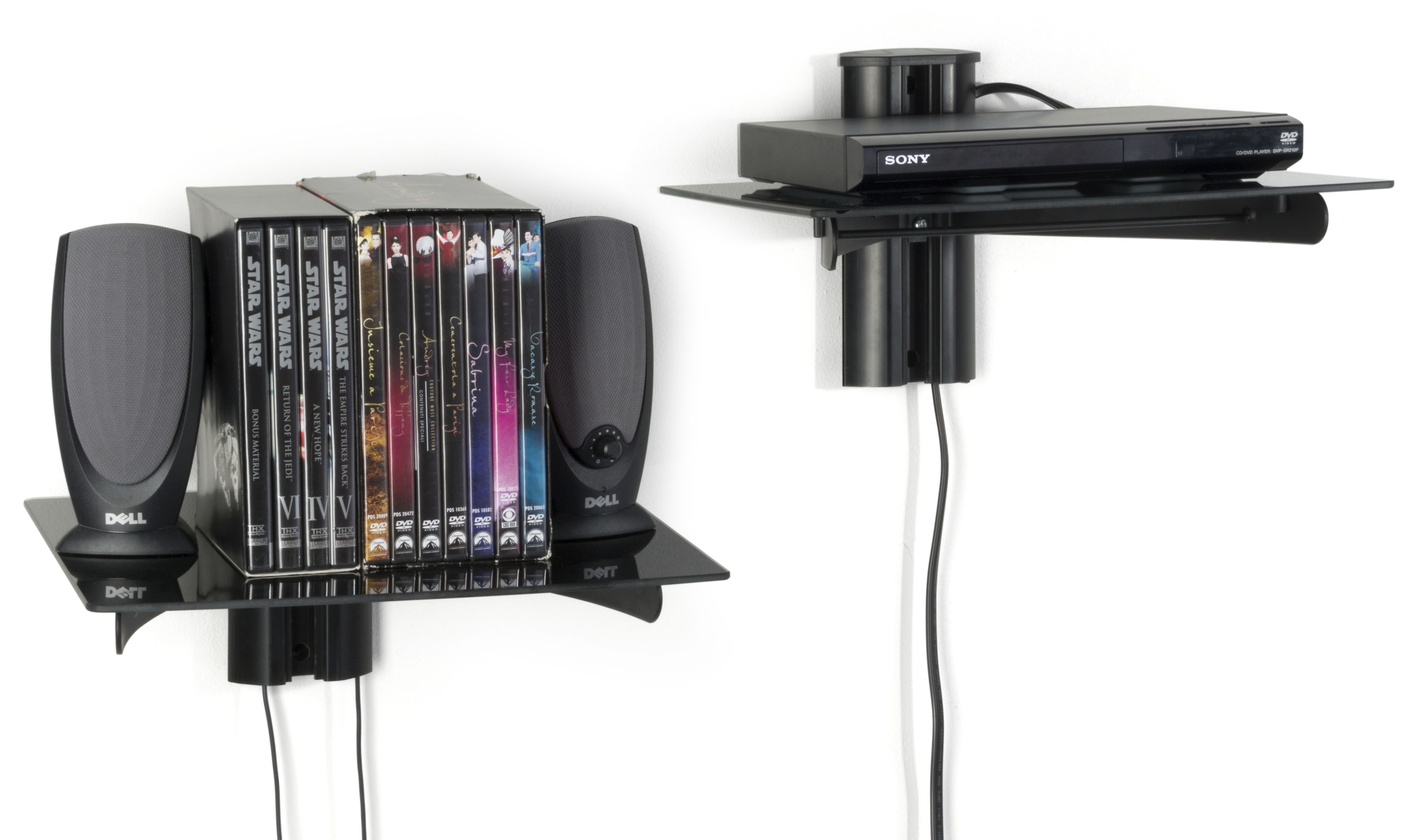Wall Mounted DVD Shelf | Height Adjustable | Displays2Go