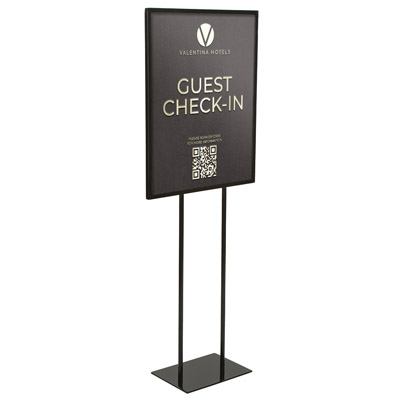 8.5 x 11 Sign Stand | Gold Finish Pedestal Sign Holder with Weighted Base