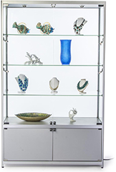 lockable display case with lights