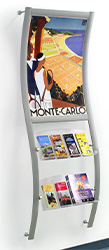 Silver wall mounted brochure holder.