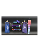 Hanging Clothes on Large Black Slat Board Display Panel