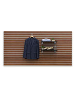 Cherry Finish Large Slotted Wall Board Panel with Hanging Men's Jacket