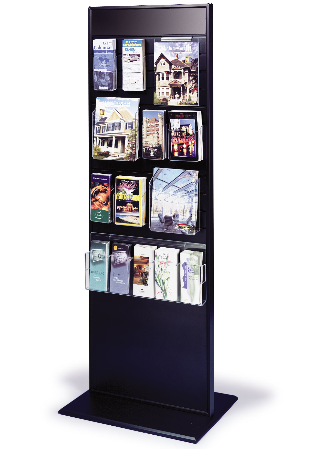 2-Sided Slatwall Kiosk for Floor, 72"h, 24 x 43 Panels - Black - Image 2