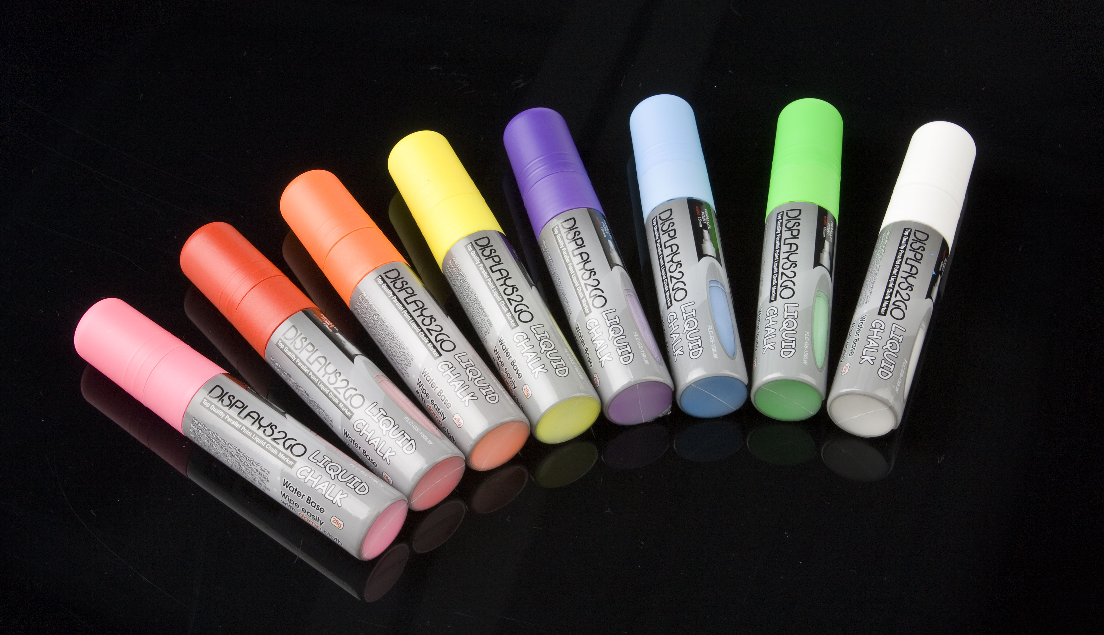 Set of (8) Neon Liquid Chalk Markers - Flat Tip | Displays2Go