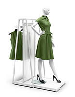 Garment display rack with 21 inches of usable hanging space