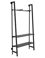 Wall mount a-frame outrigger offers full adjustability for shelves and hang bar