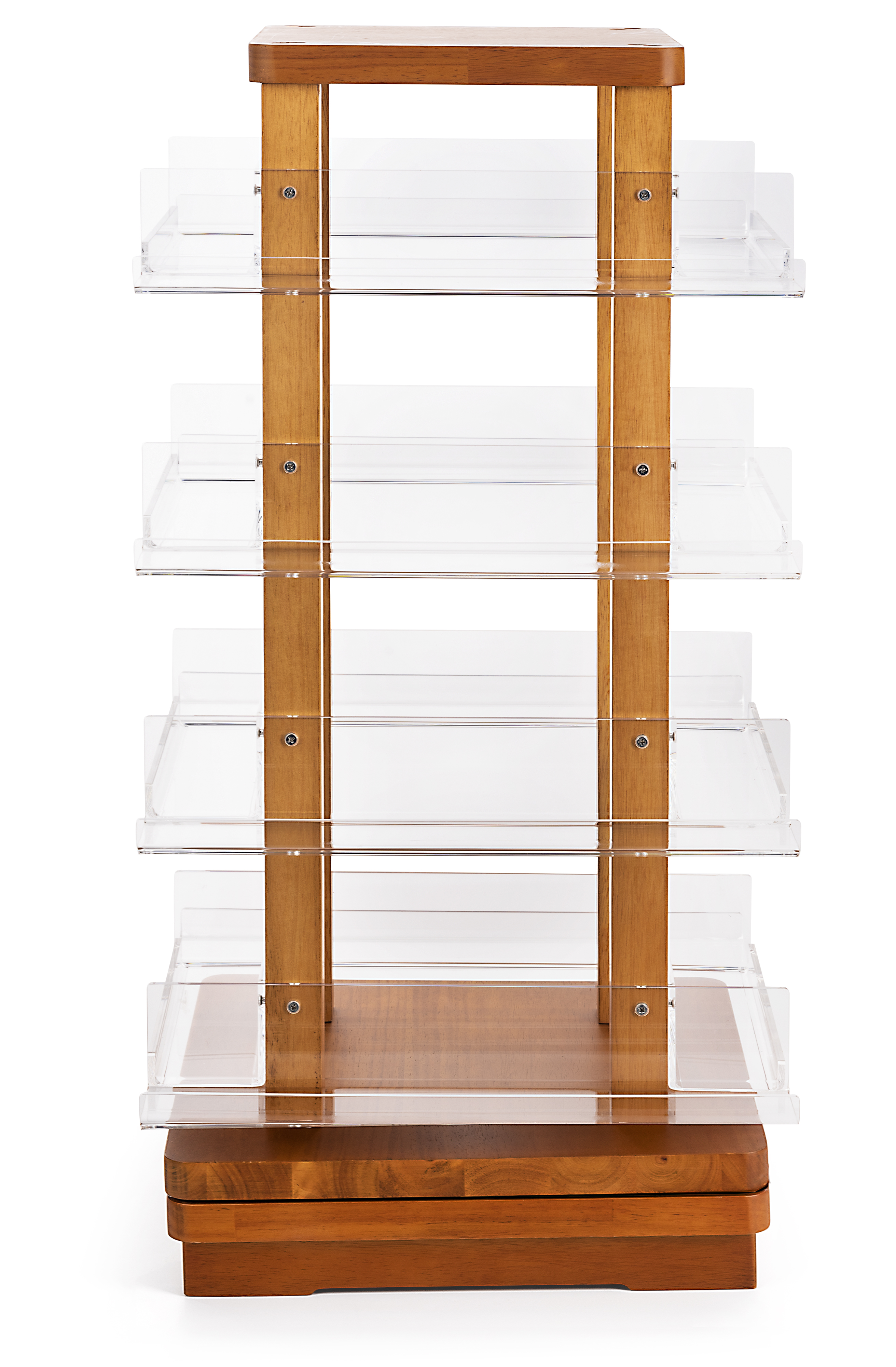 Rotating Literature Display, Countertop, Acrylic and Wood, 16 Shelves - Oak - Image 3