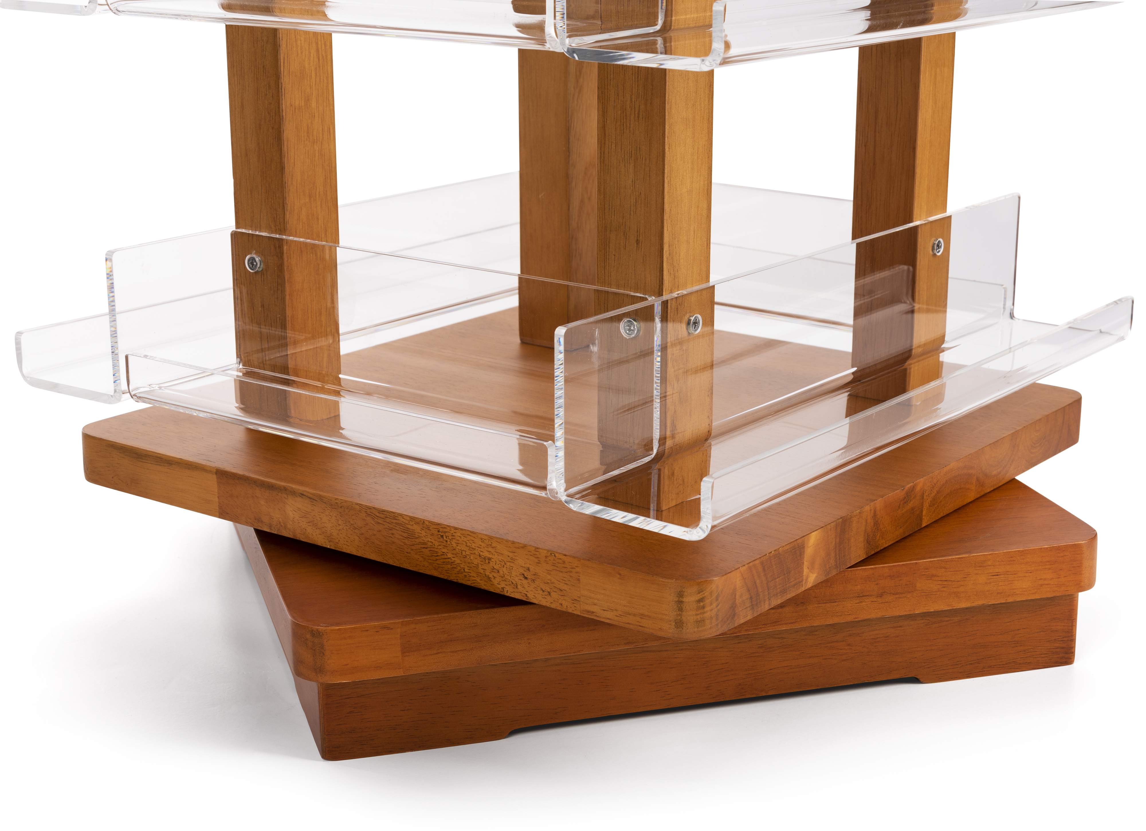 Rotating Literature Display, Countertop, Acrylic and Wood, 16 Shelves - Oak - Image 5