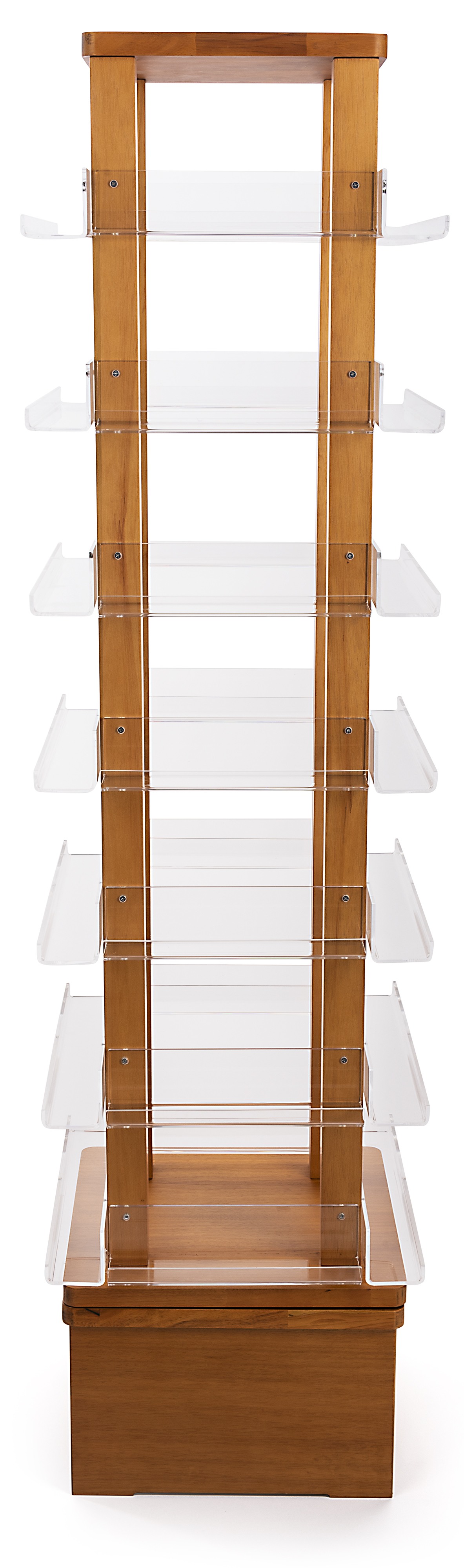 Rotating Literature Display, Floor Standing, Acrylic and Wood, 28 Shelves - Oak - Image 2