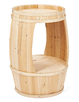Barrel display with window in center product showcase