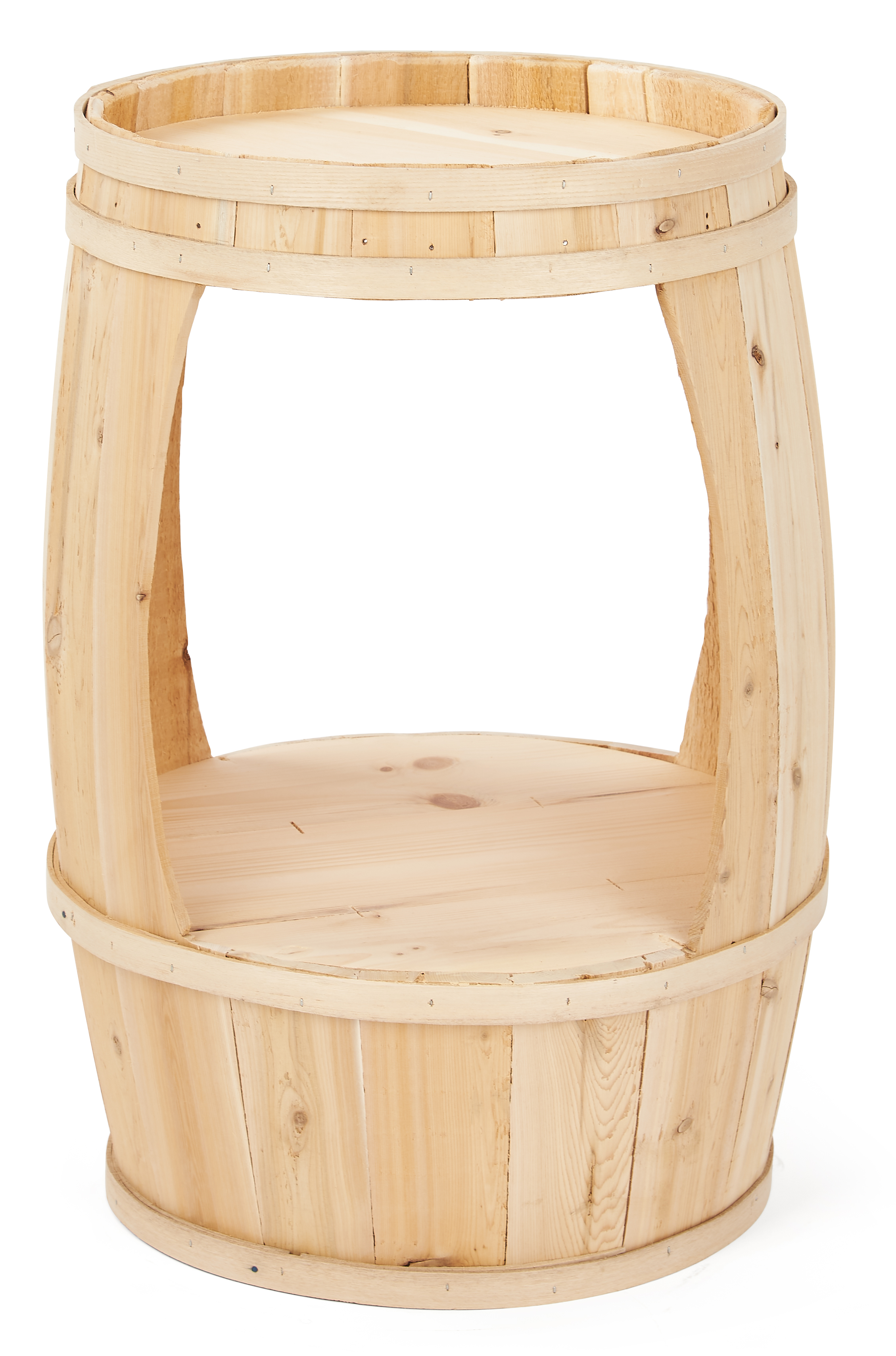 30 Inch Tall Wooden Barrel Dump Bin, Center Window – Natural or Brown - Image 2