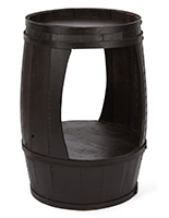 Barrel display with dark brown stain