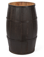 Wooden display barrel with false bottom