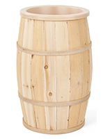 Food grade cedar barrel with overall width of 18 inches 