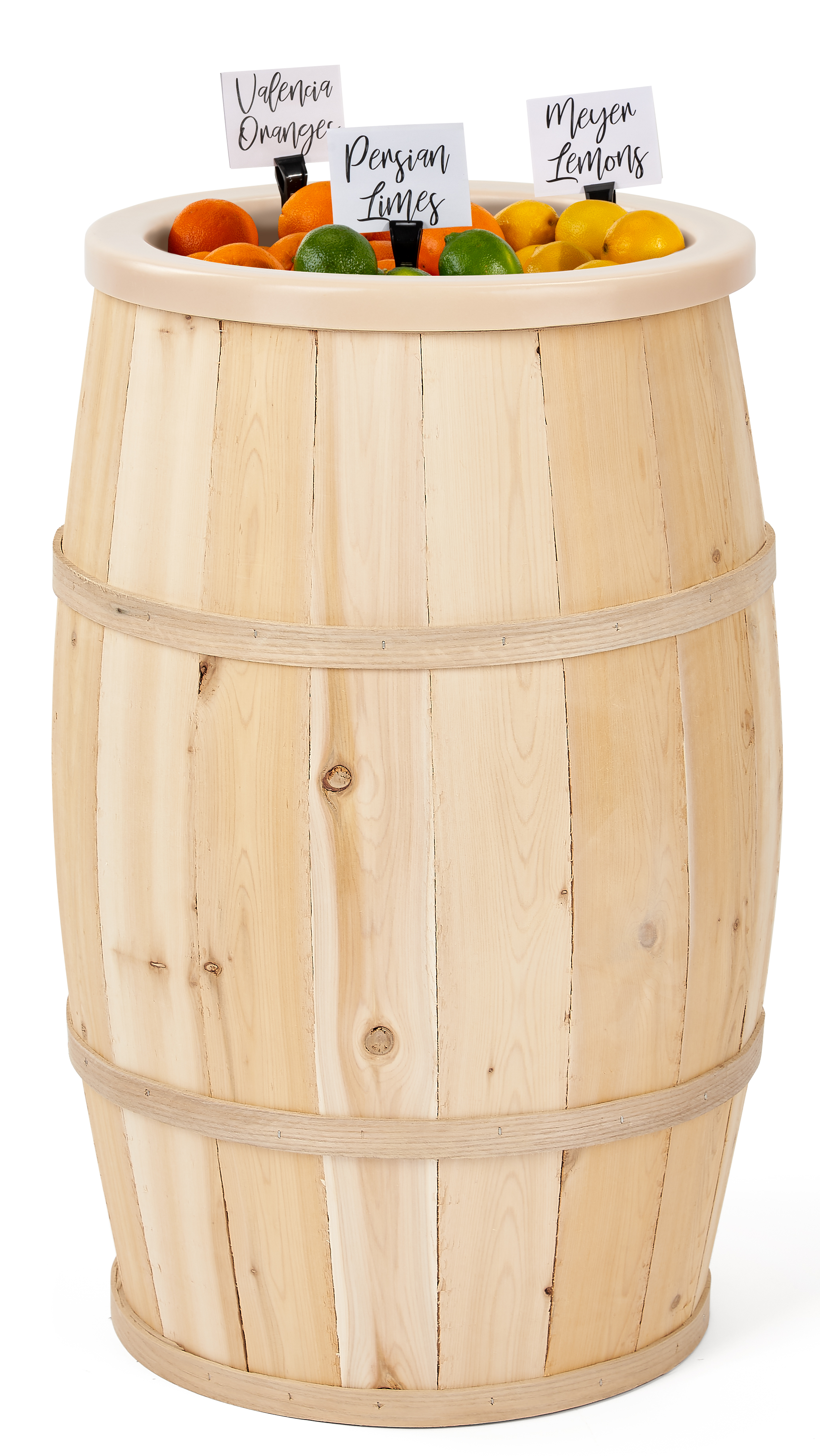 30 Inch Tall Wooden Barrel Dump Bin, Food Safe Removable Liner – Natural or Brown - Image 2