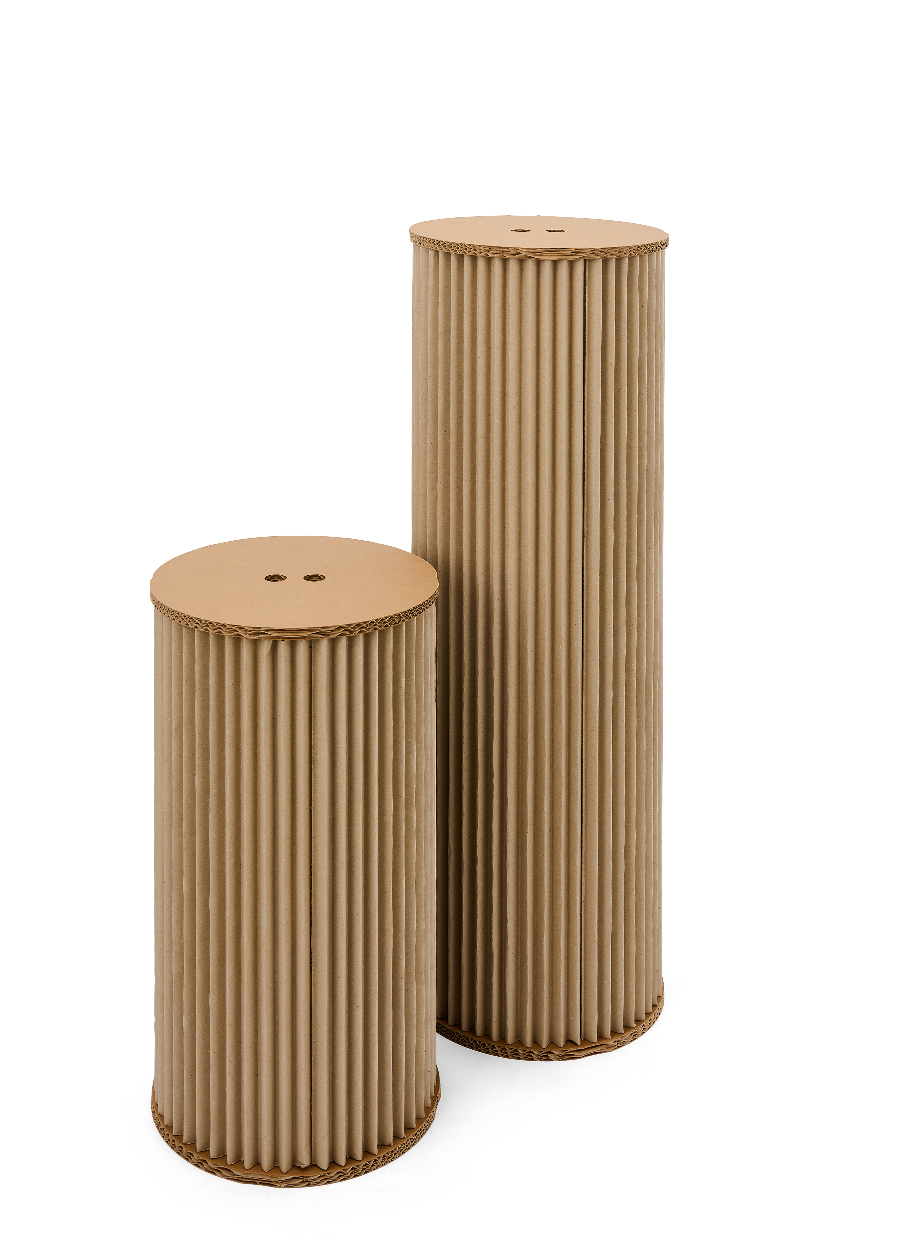 Round Accordion Display Pedestals | Set of 2 Recyclable Cardboard