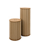 Round accordion display pedestals with 2 finger wholes for lid removal