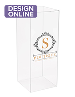 Clear acrylic pedestal with custom graphics and full color printing options