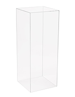 Large clear acrylic retail pedestal display with floor standing design
