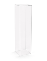 Tall acrylic display pedestal riser with floor standing placement