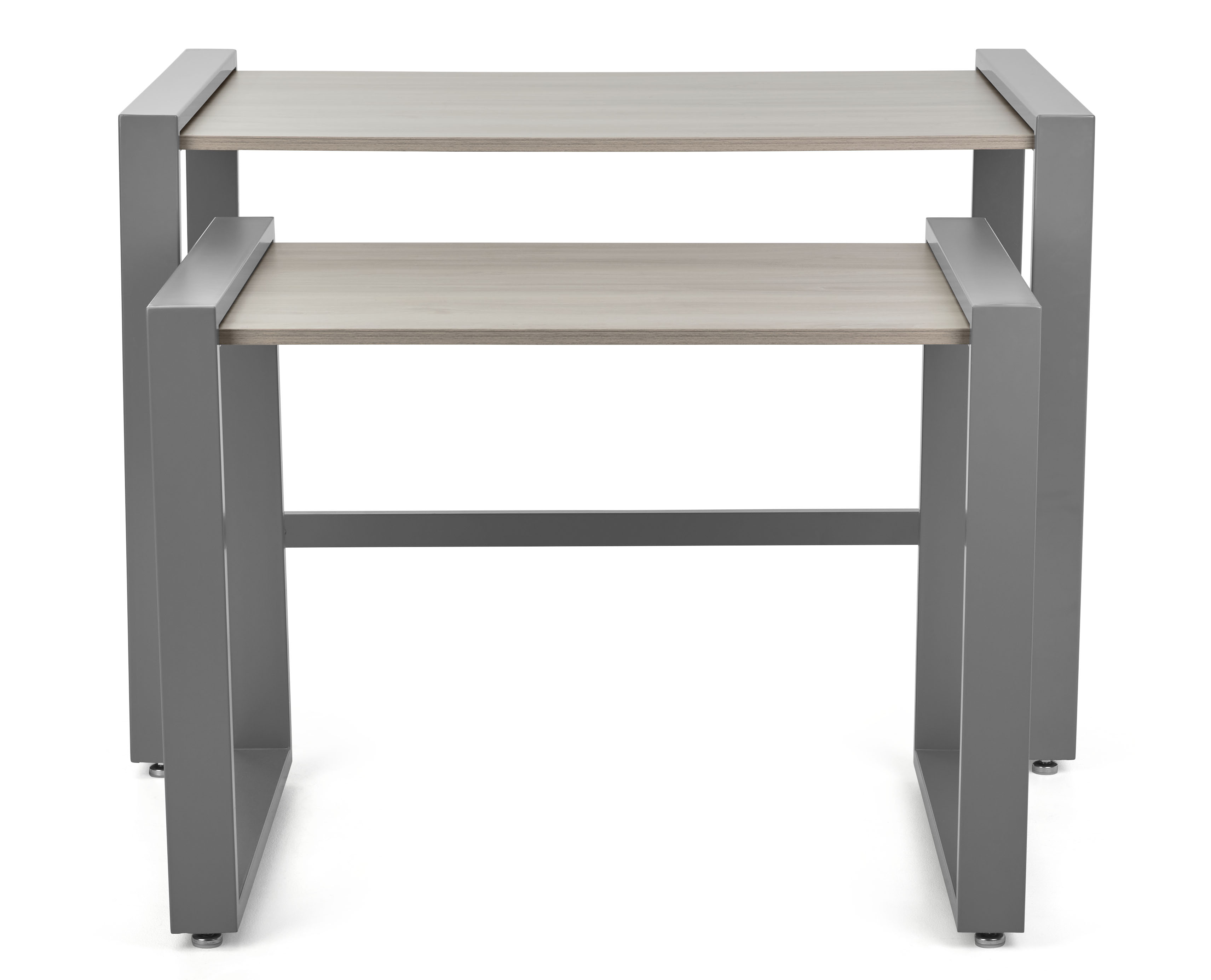 Nesting Display Tables w/ Faux Wood Grain Finish, Rectangular, Set of 2 - Gray - Image 3