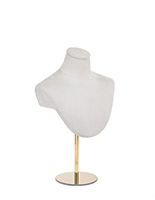 Jewelry bust stand is available in a gray shade