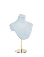 Jewelry bust stand is available in light blue