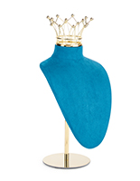 This jewelry bust display stand with crown has an overall depth of 0.11 inches