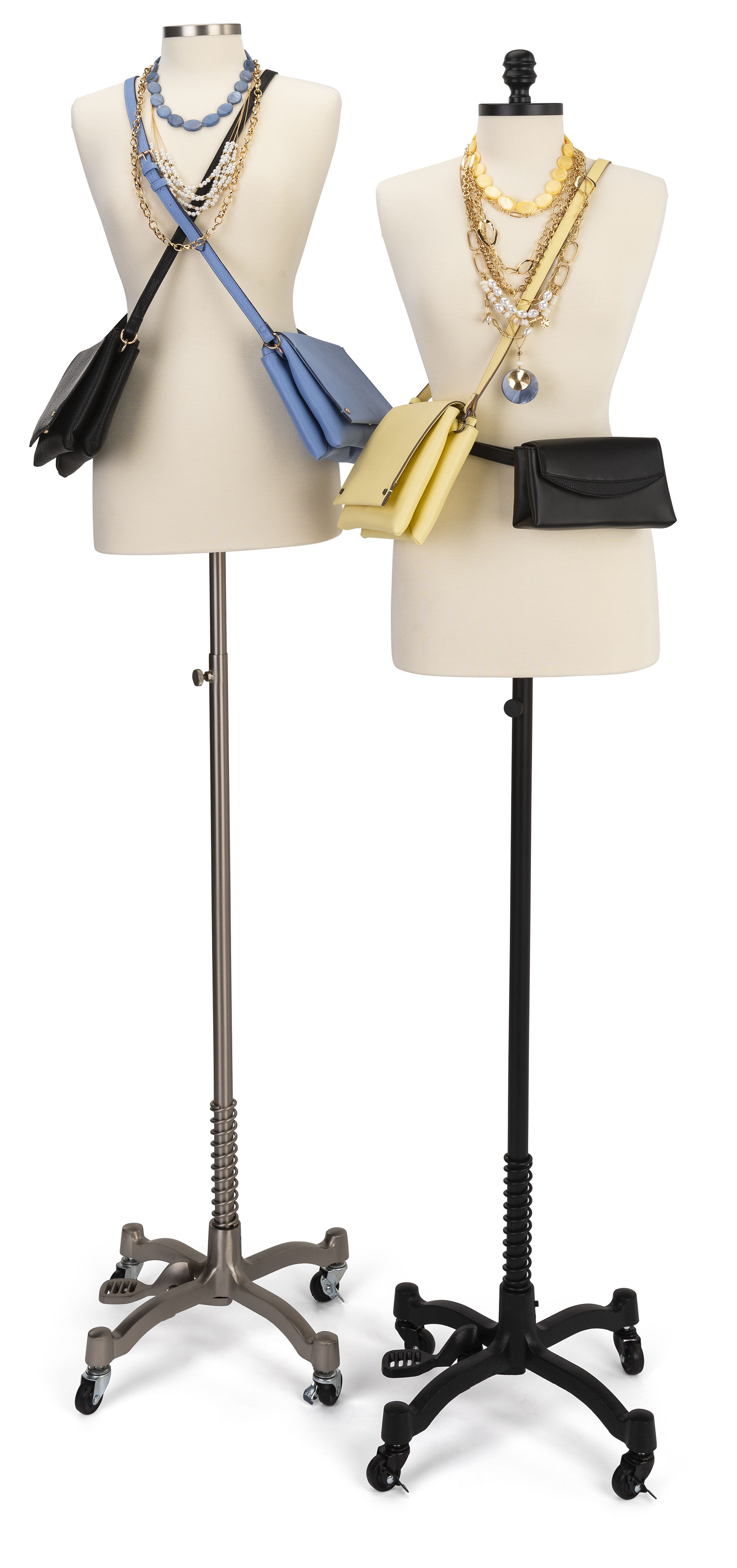 Female Dress Form with Wheeled Base, Adjustable Height - Black - Image 9