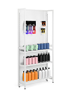 Gondola shelving unit with pegboard backwall