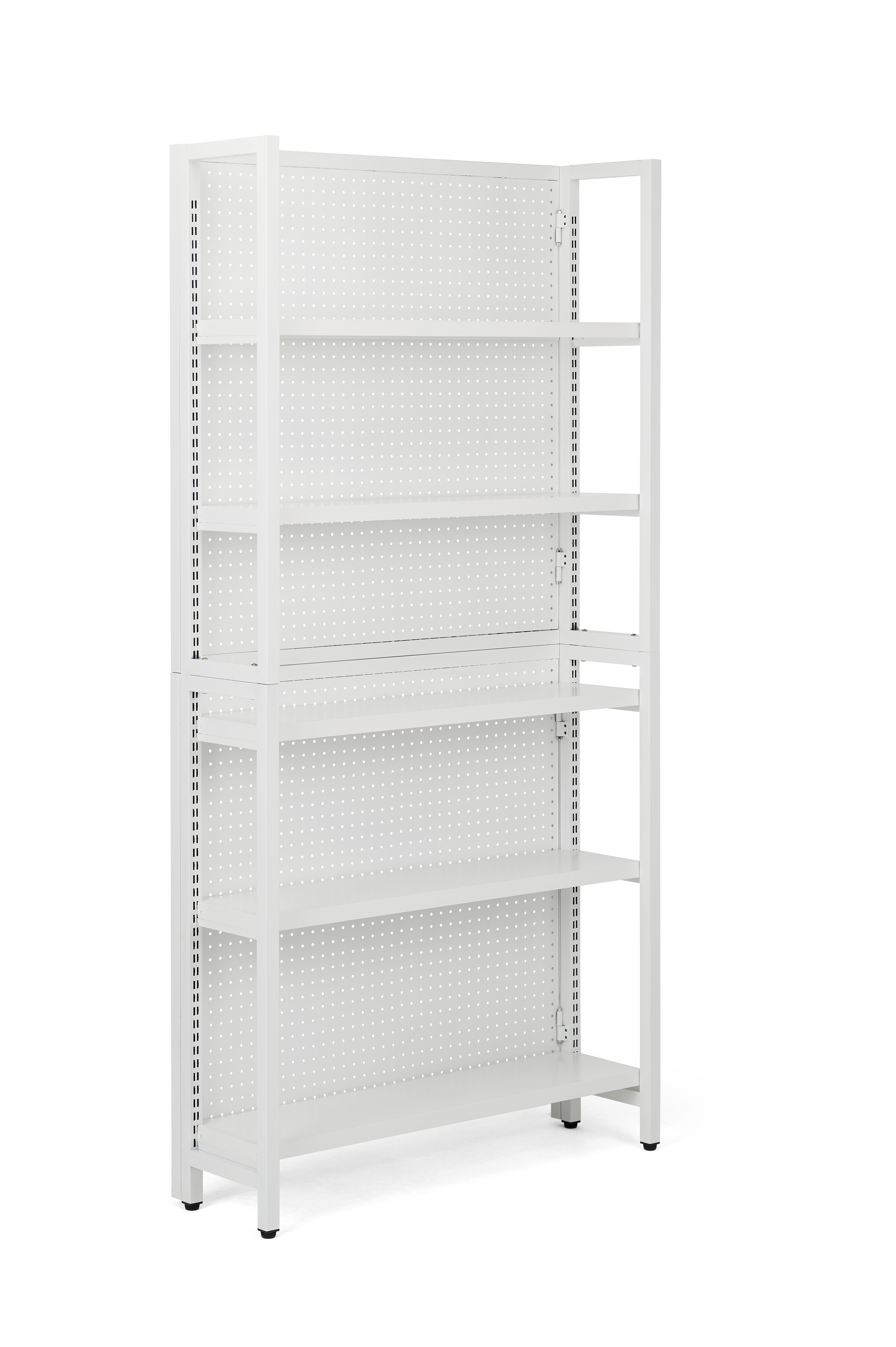 39"w Gondola Shelving Unit w/ Pegboard, Adjustable Shelves, Floor Standing - White - Image 2