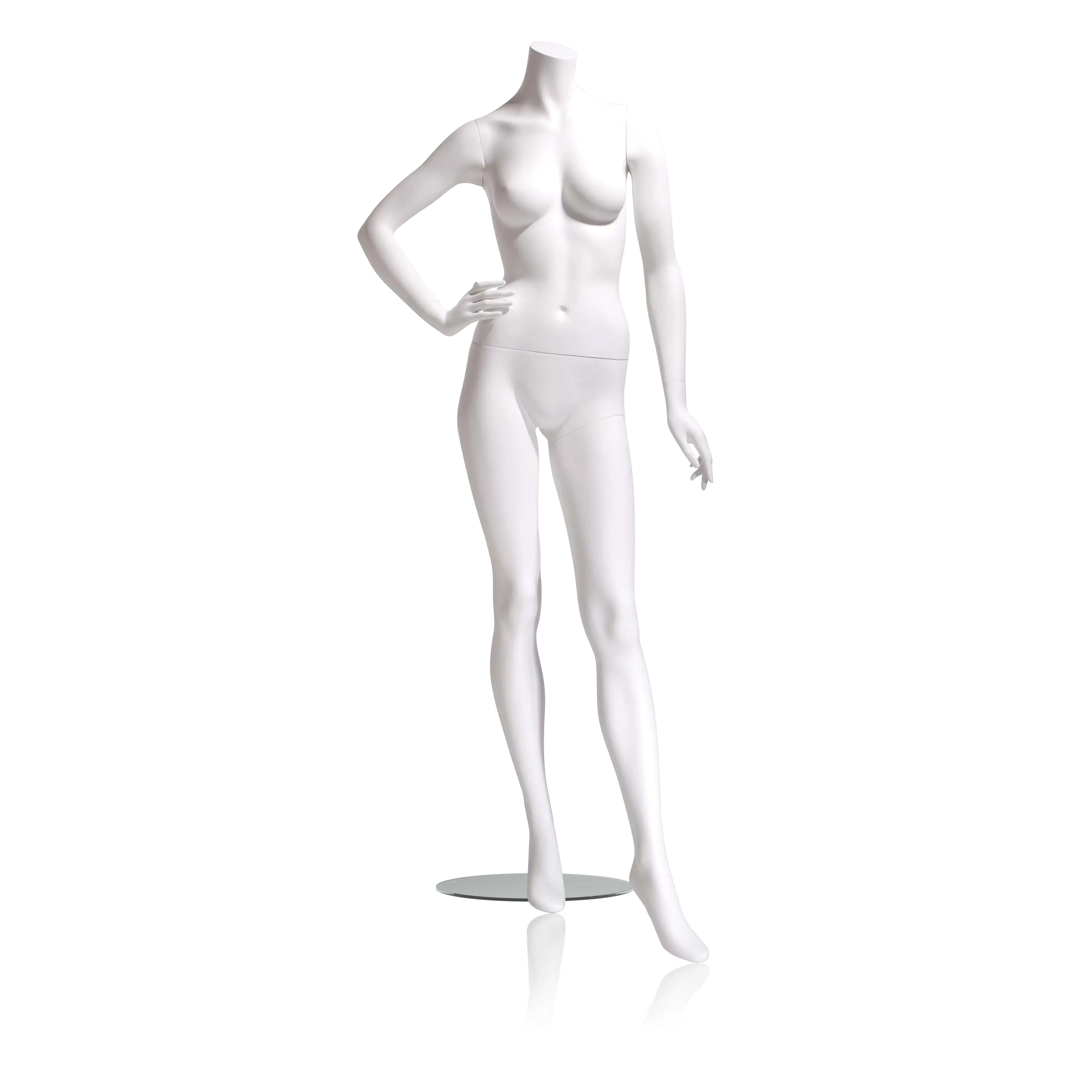 Headless Female Mannequin w/ Glass base, Standing Poses - White - Image 2