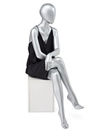 Abstract seated female mannequin with lightweight construction 