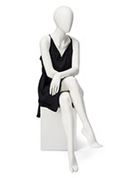 Abstract seated female mannequin with heavy duty recyclable build 
