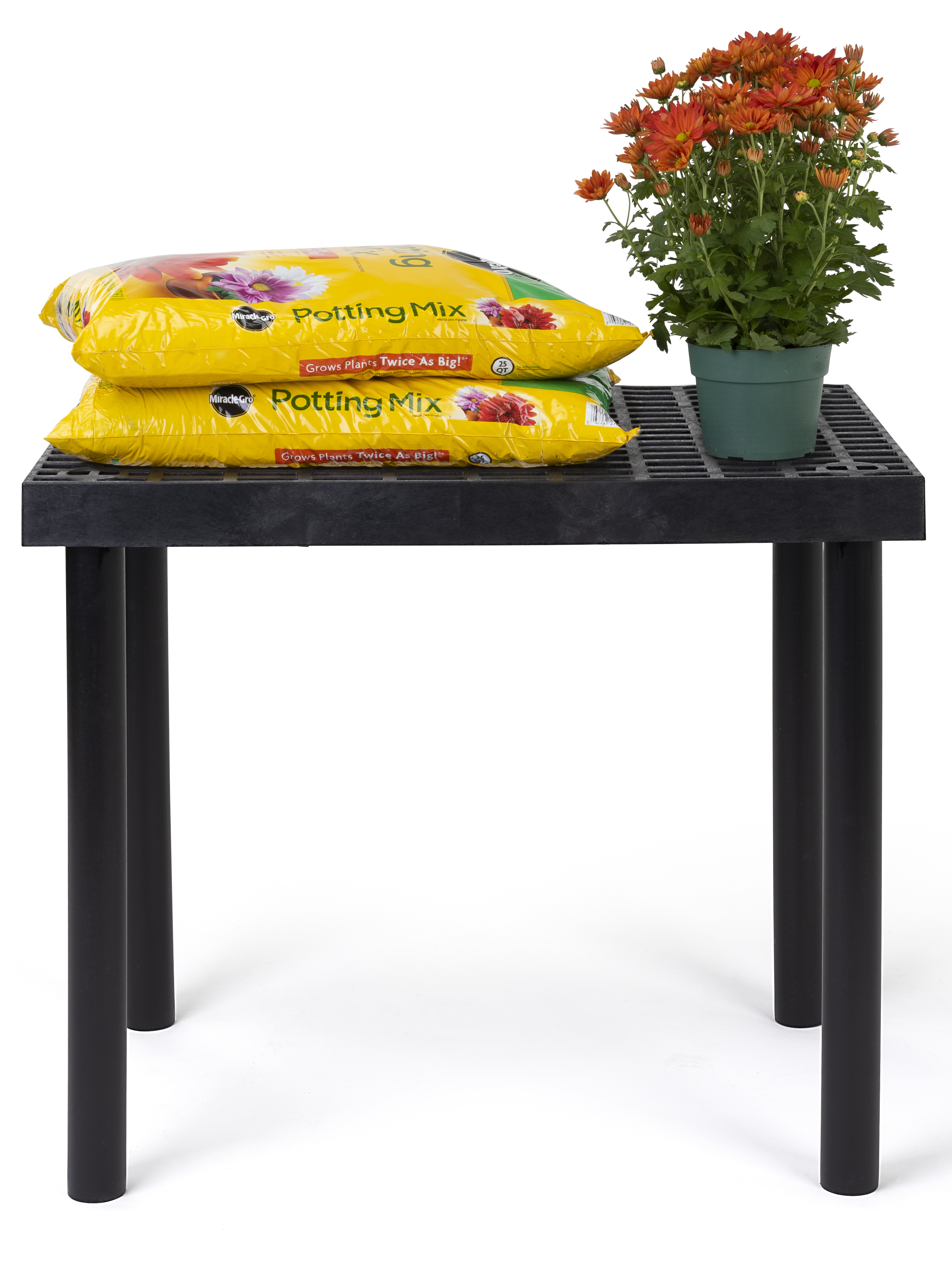 36"w Garden Center Bench Display with 30" Legs, Grid Top, Weatherproof - Black - Image 4