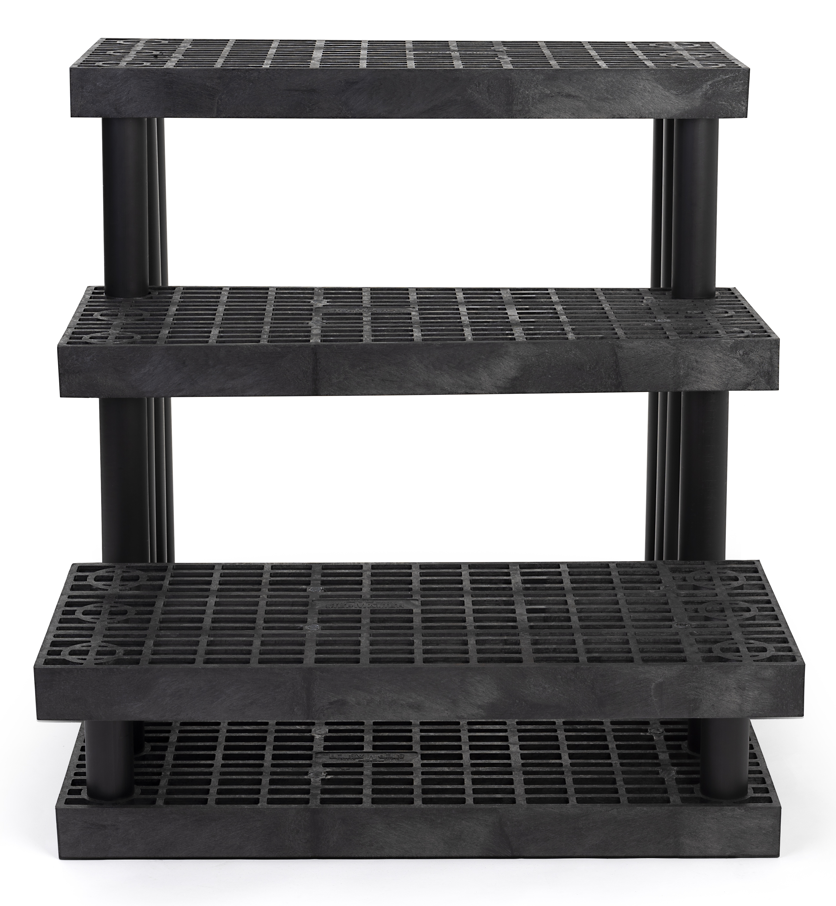 36"w Garden Center Shelving Display, Grid Top, Weatherproof, 3-Tiers - Black - Image 3